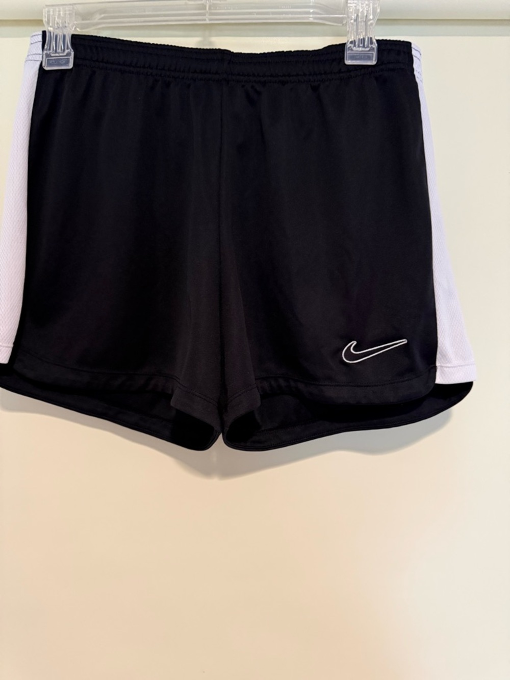 Nike Dri Fit Black with White Stripe Athletic Shorts, size medium